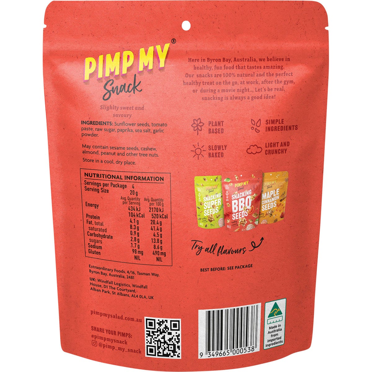 PIMP MY SNACK Snacking BBQ Seeds 80g