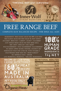 INNER WOLF Inner Wolf Free Range Beef 1kg