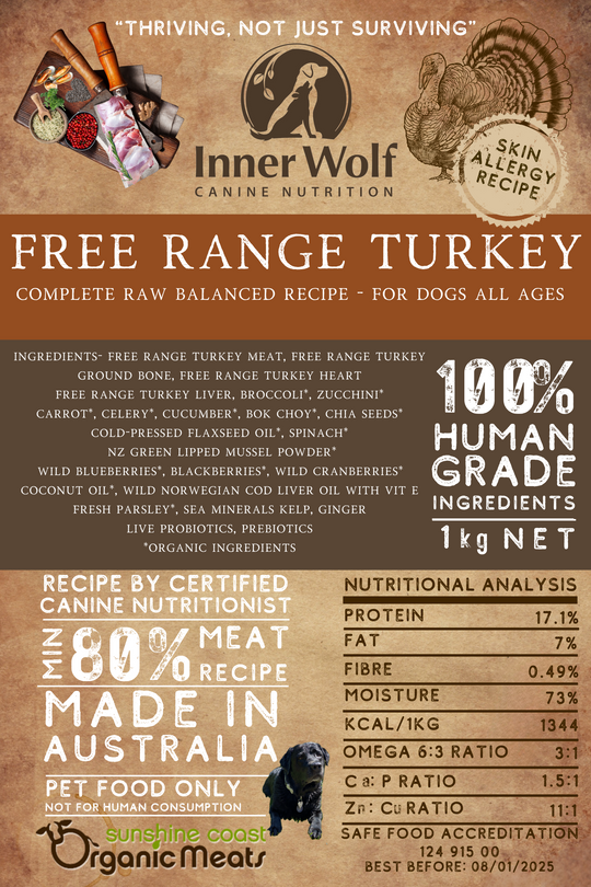 INNER WOLF Inner Wolf Free Range Turkey 1kg