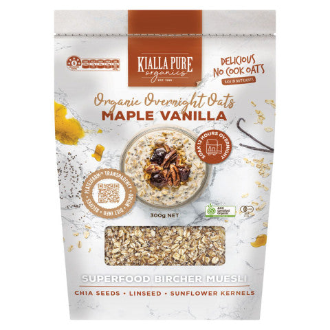 Oats Overnight Maple Vanilla Organic Kialla Pure 300g