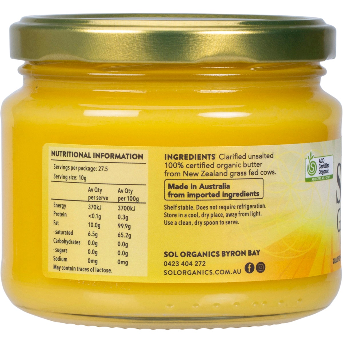 Sol Organics Organic Ghee 275g