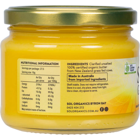 Sol Organics Organic Ghee 275g