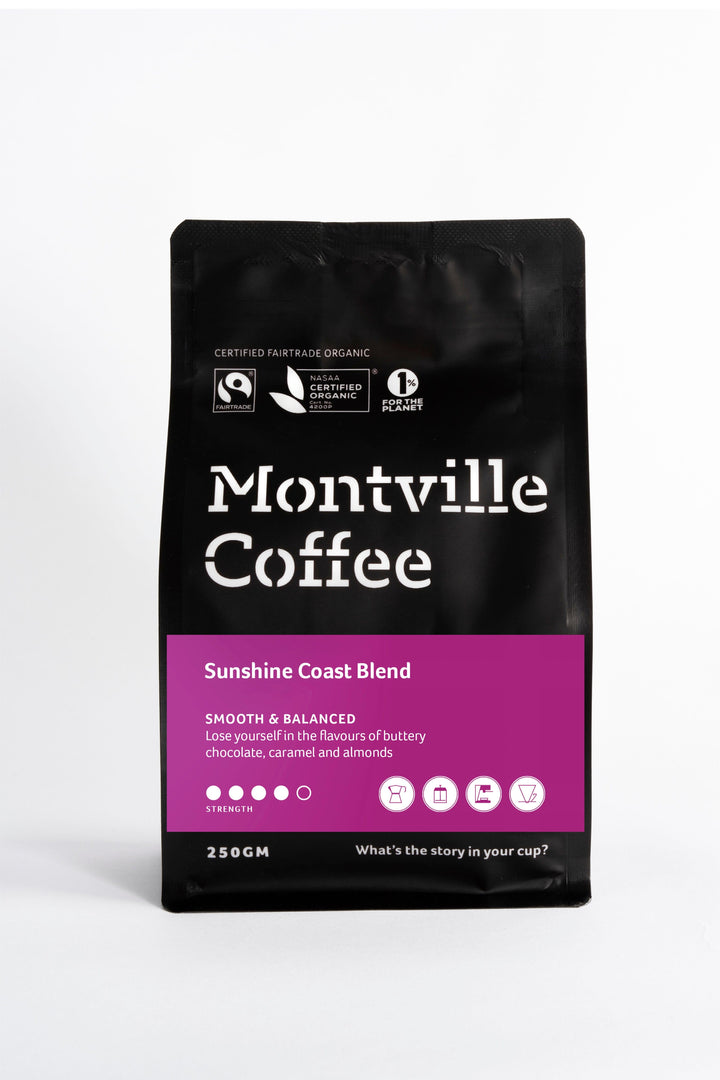 Coffee Beans Montville coffee organic Sunshine Coast blend 250g