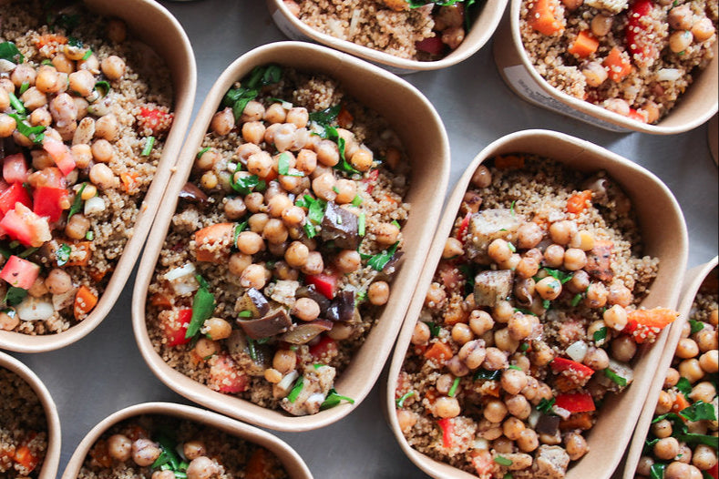 Mediterranean “Pilaf" Style Quinoa with Garlic Basil Chickpeas GF Vegan