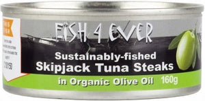 Fish 4 Ever Azores Skipjack Tuna Steaks in Organic Olive Oil 160g