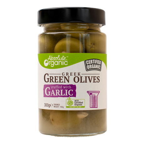 Olives Greek Green stuffed with Garlic 300g | FreshBox