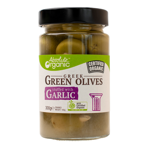 Olives Greek Green stuffed with Garlic 300g | FreshBox