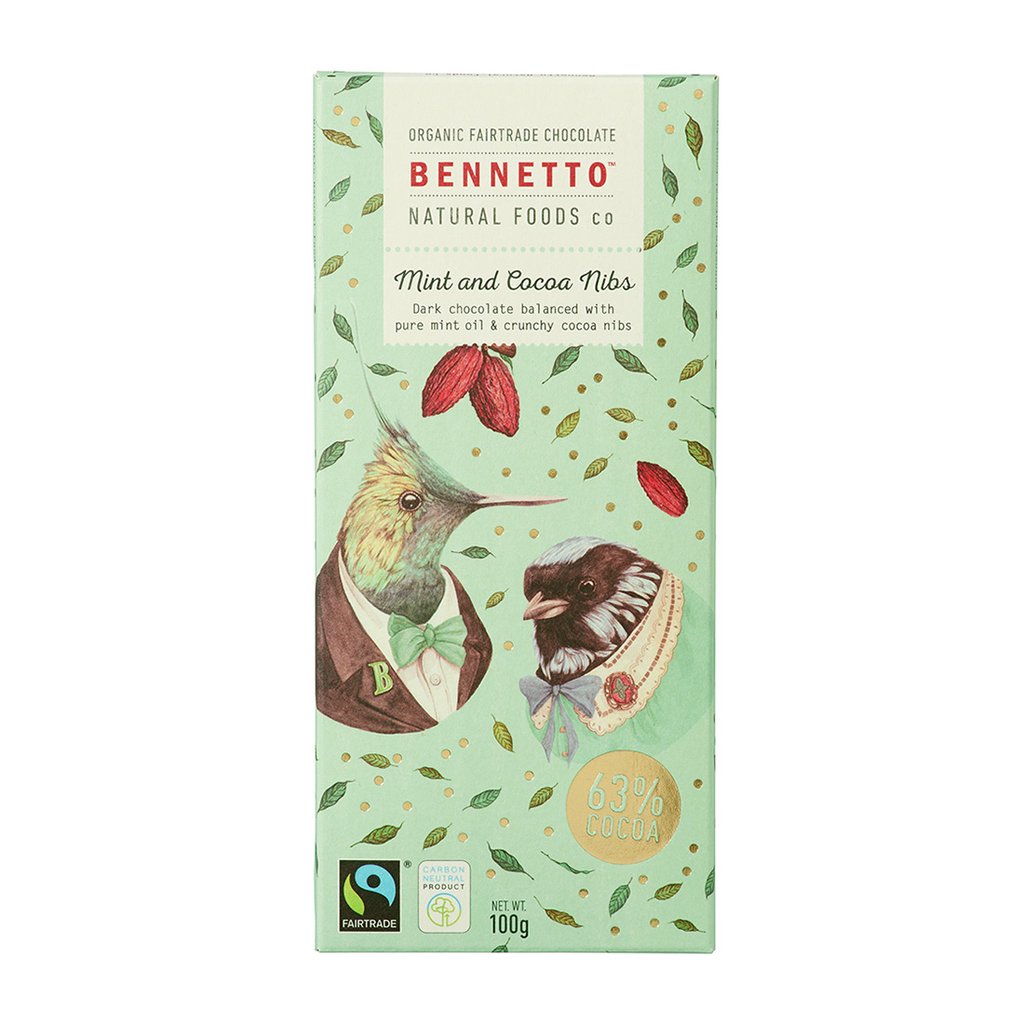 Bennetto Chocolate mint & Cocoa Nibs 100g | FreshBox